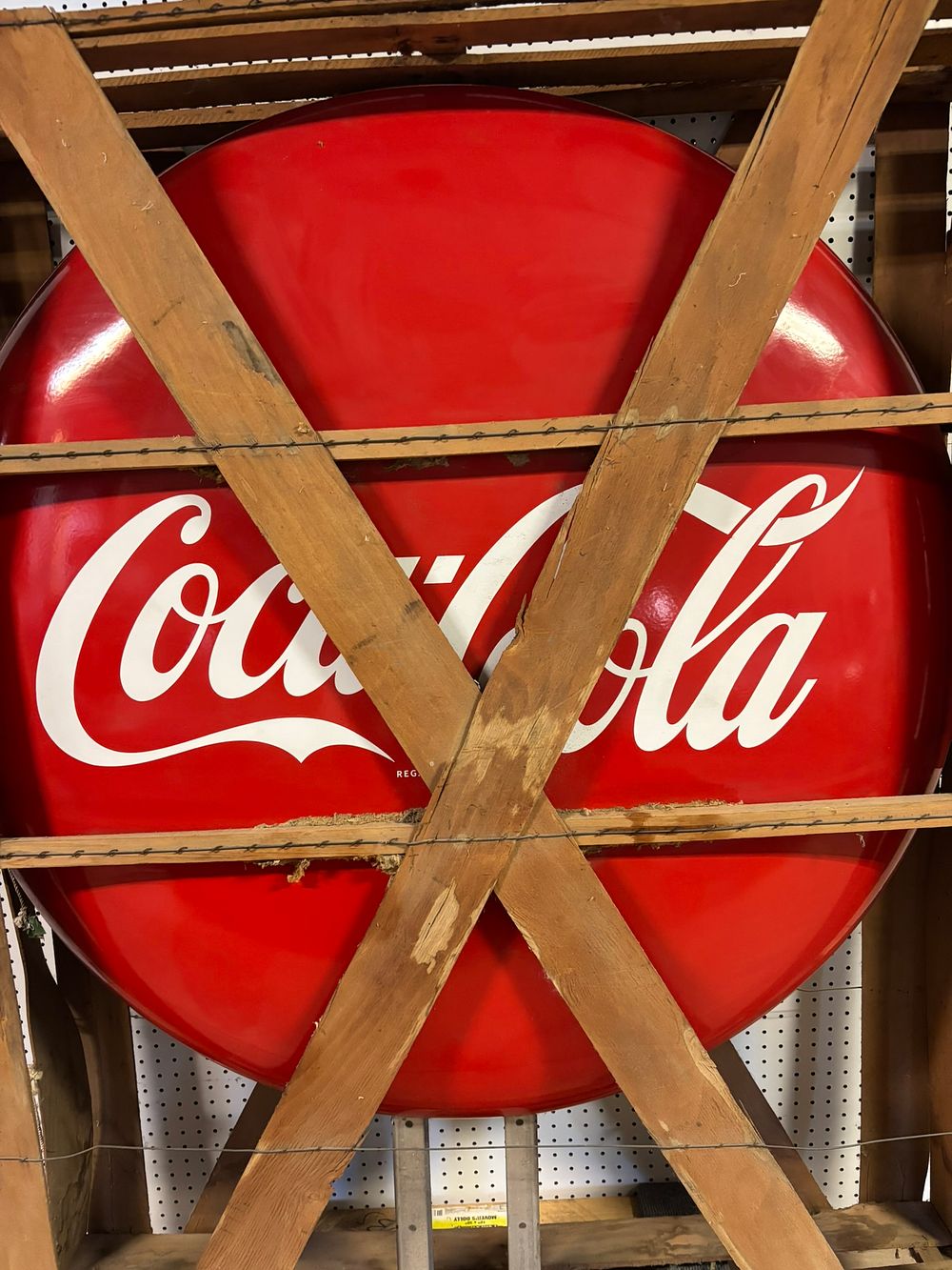 Lot 341c: Coca Cola 48" DSP Porcelain Pole Sign w/ Original Crate