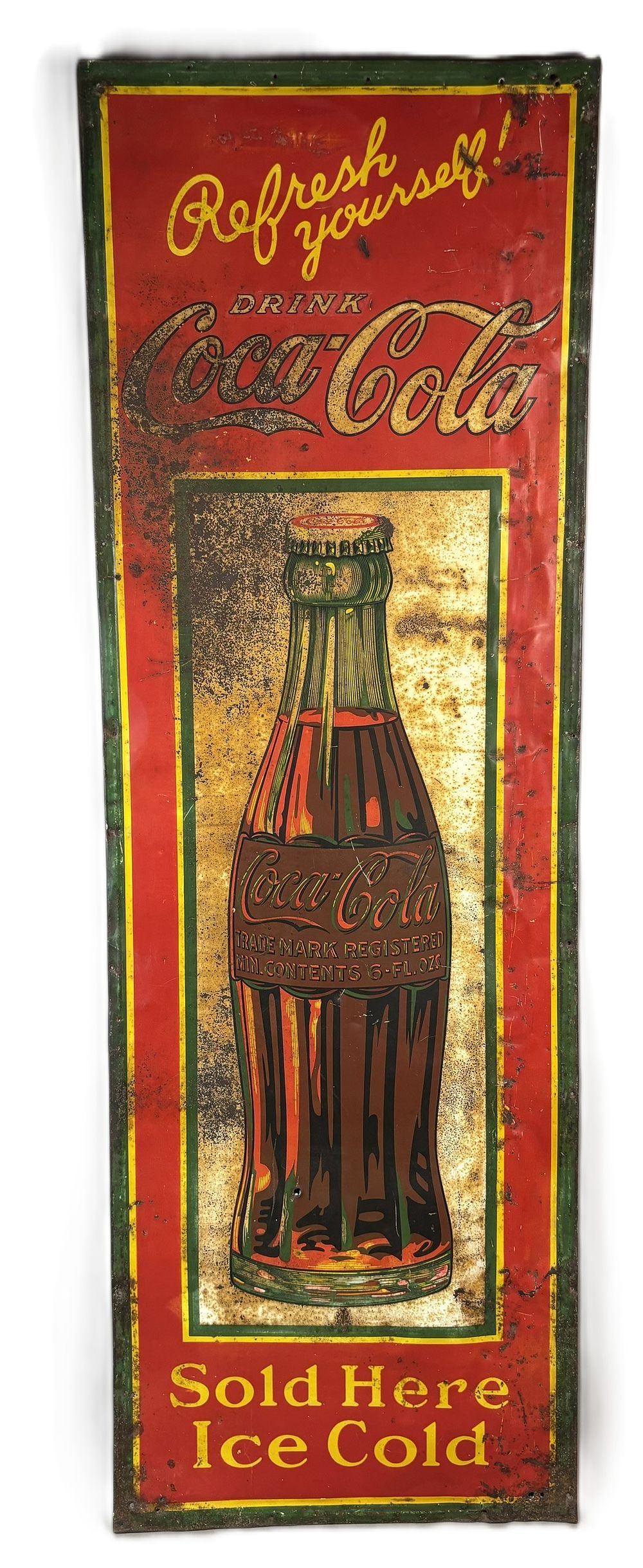 Lot 343: Refresh Yourself Drink Coca Cola Sold Here Ice Cold SST Sign