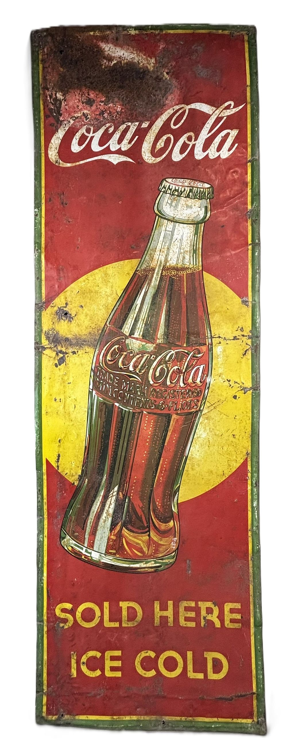 Lot 349: Coca Cola Sold Here Ice Cold SST Self Framed Soda Sign