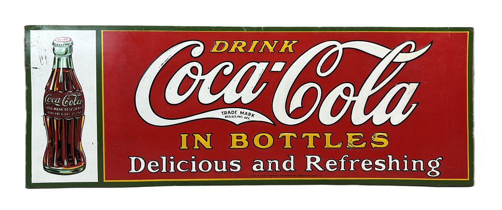 Lot 355: 1931 Drink Coca Cola In Bottles SST Tin Embossed Sign