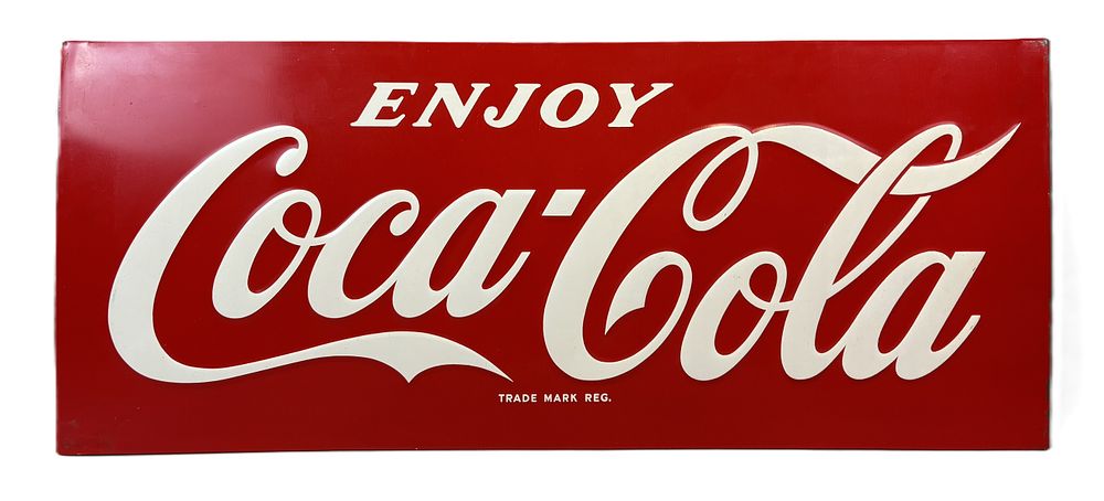 Lot 363: Enjoy Coca Cola SST Tin Embossed Metal Canadian Advertising Sign