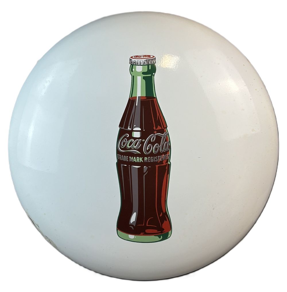 Lot 366: Coca Cola White SSP Porcelain 3' Advertising Button Sign