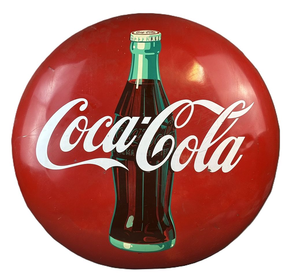 Lot 367: Coca Cola SSP Porcelain 36" Advertising Button Soda Sign