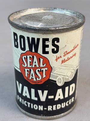 Bowes Seal Fast Valv-Aid Full 4oz Metal Can w/ Car Graphics. See all photos for a better idea on 