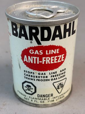 Bardahl Gas Line Anti Freeze Full 4oz Metal Can. See all photos for a better idea on condition. 