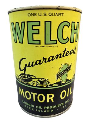 Welch Motor Oil Illinois Oil Can Rock Island Metal Quart Can. Empty - See all photos for a 