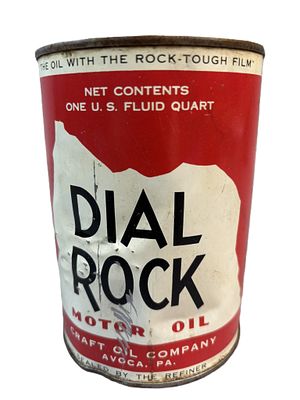 Dial Rock Motor Oil Craft Avoca PA Metal Empty Quart Can. Empty, Dented &amp; Scratched! Great 
