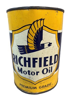 Richfield Motor Oil Empty New York Metal Quart Can. Missing bottom lid - empty - See all photos 