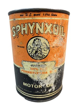 Sphynxoil 100% Pure Pennsyvlania Empty Metal Quart Can. Empty - holes in bottom - See all photos 