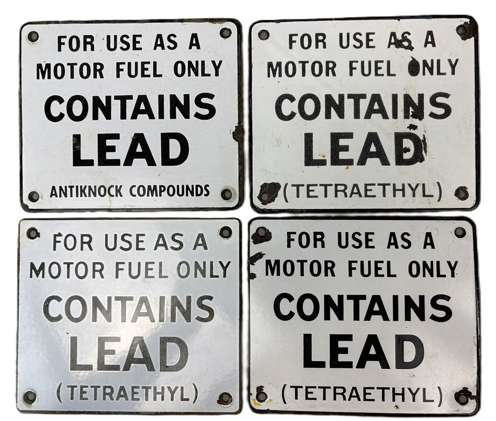Lot 157: Lot 4 Contains Lead SSP Porcelain Gas Pump Plate Signs