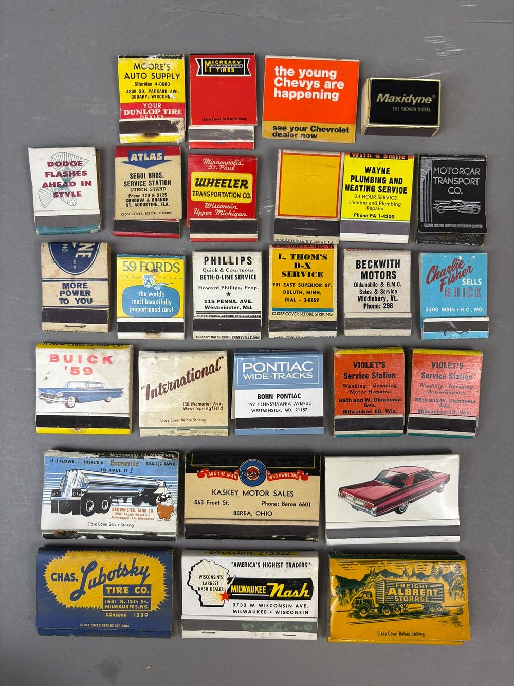 Lot 178: Lot 27 Original Ford Pontiac Nash Buick Auto Matchbooks