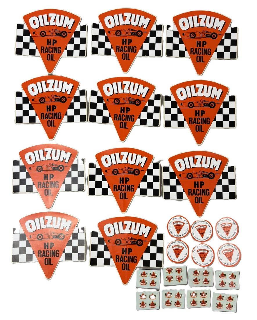 Lot 181: Lot 24 NOS Original Oilzum HP Racing Oil Race Car Stickers