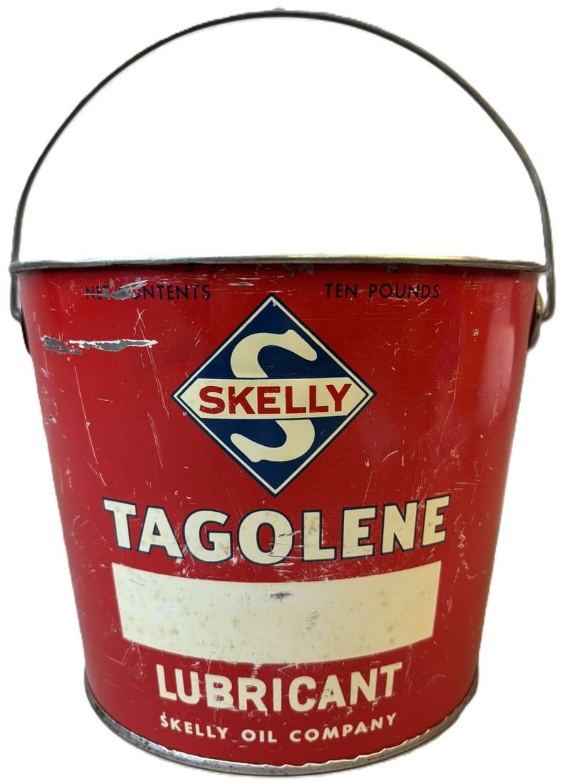 Lot 208B: Skelly Oil Co Tagolene Lubricant Metal 10Lb Grease Bucket