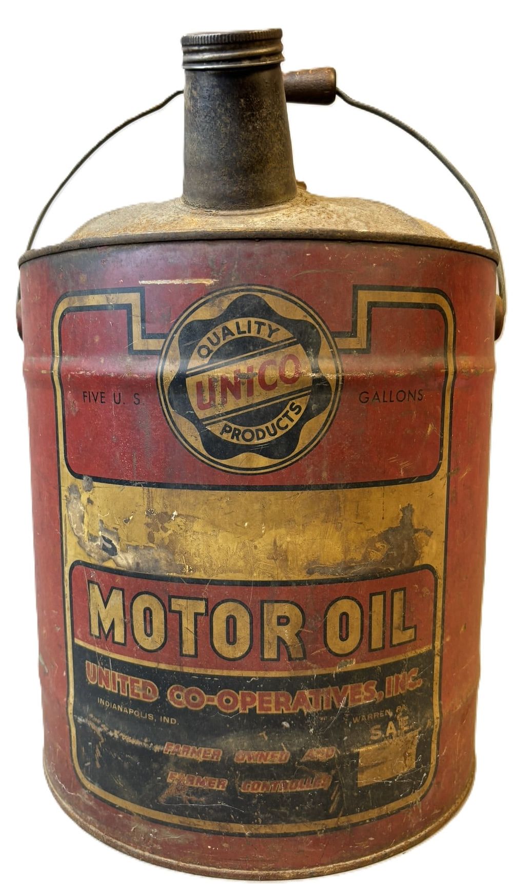Lot 212B: Unico United Co-Operative Original 5 Gallon Motor Oil Can