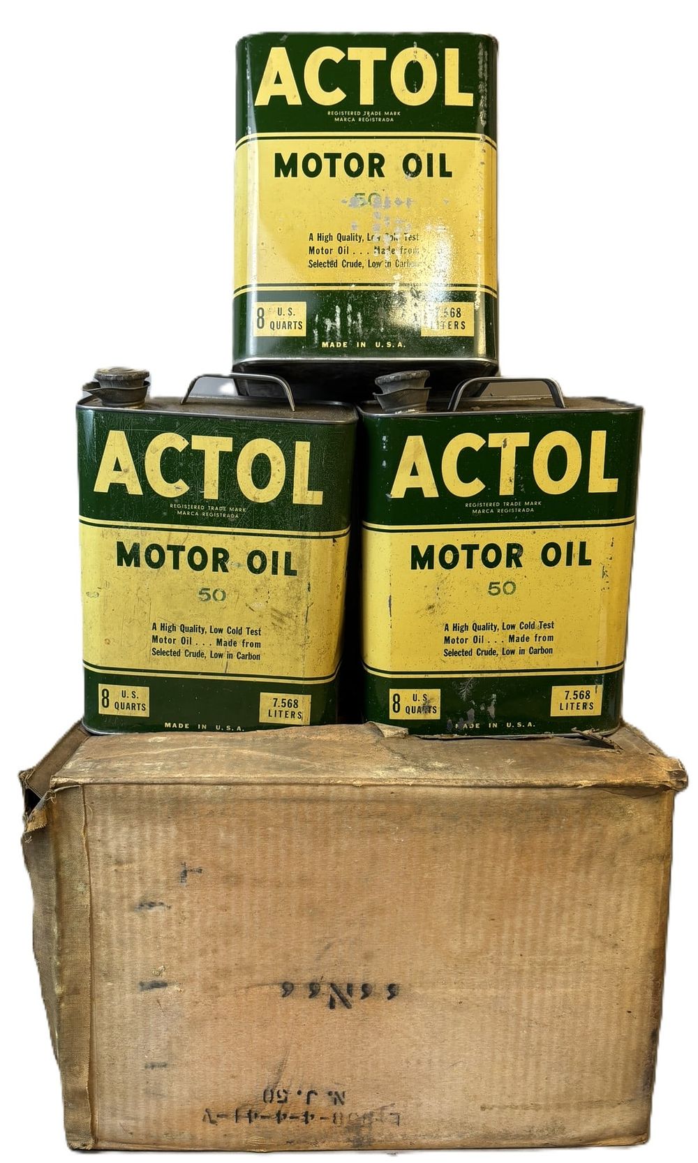 Lot 213B: Lot 3 ACTOL Standard Oil Co 2 Gallon Motor Oil Cans w/ Original Box