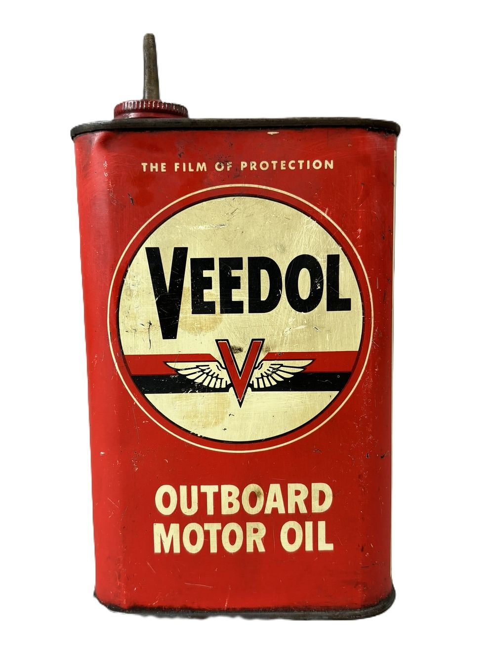Lot 216: Veedol Outboard Motor Oil Original Flying V Quart Can