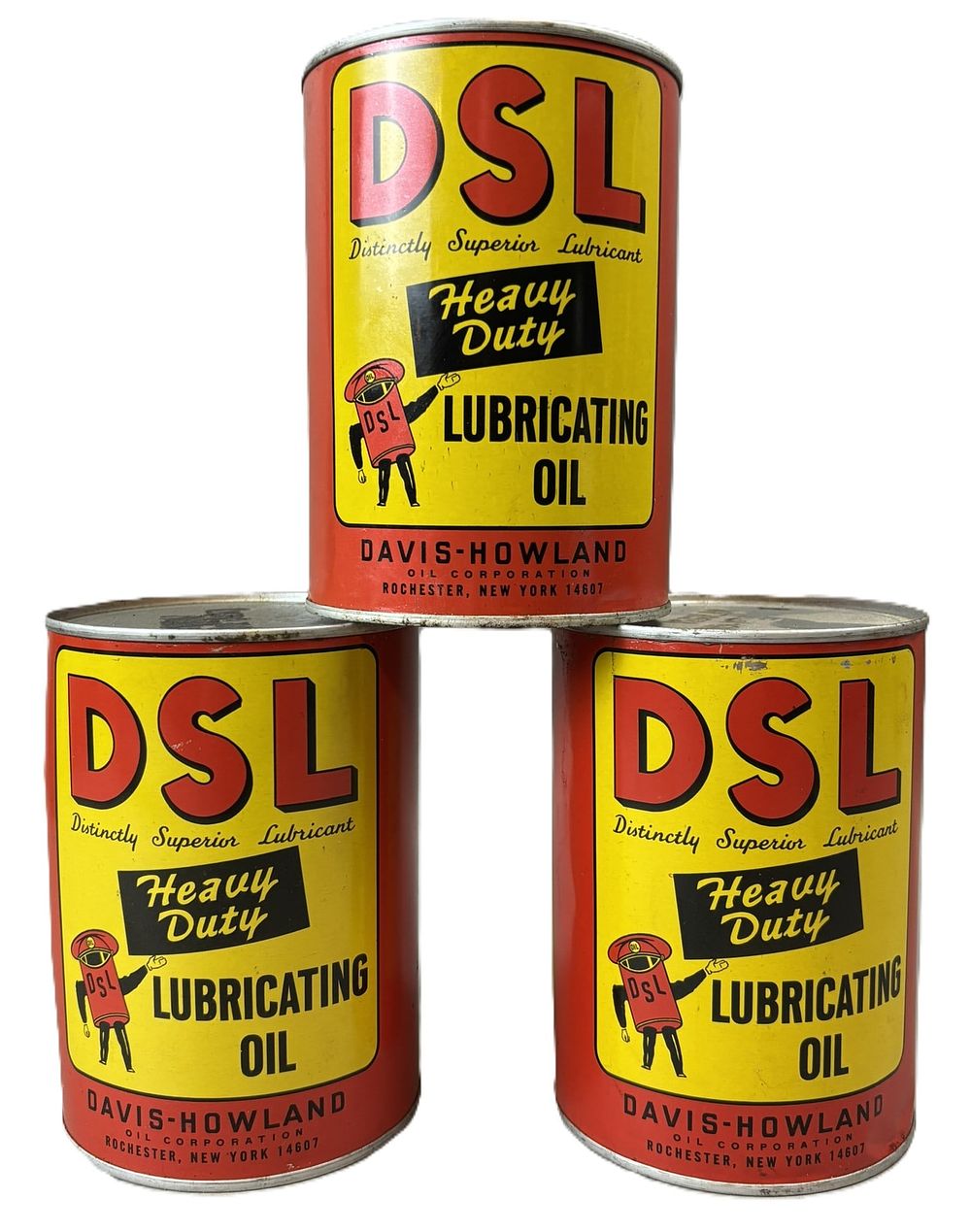 Lot 217: Lot 3 NOS DSL Davis Howland Heavy Duty Metal Quart Cans Full