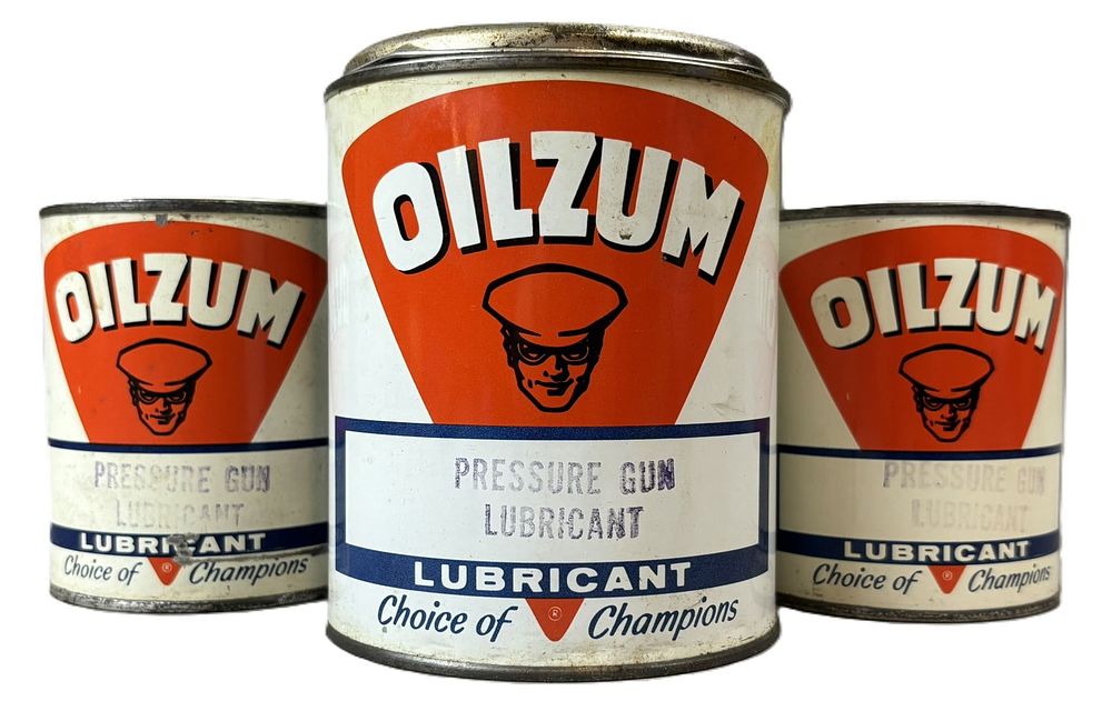 Lot 221: Oilzum Lot 3 Original NOS 1960s 1LB & 2LB Metal Grease Cans