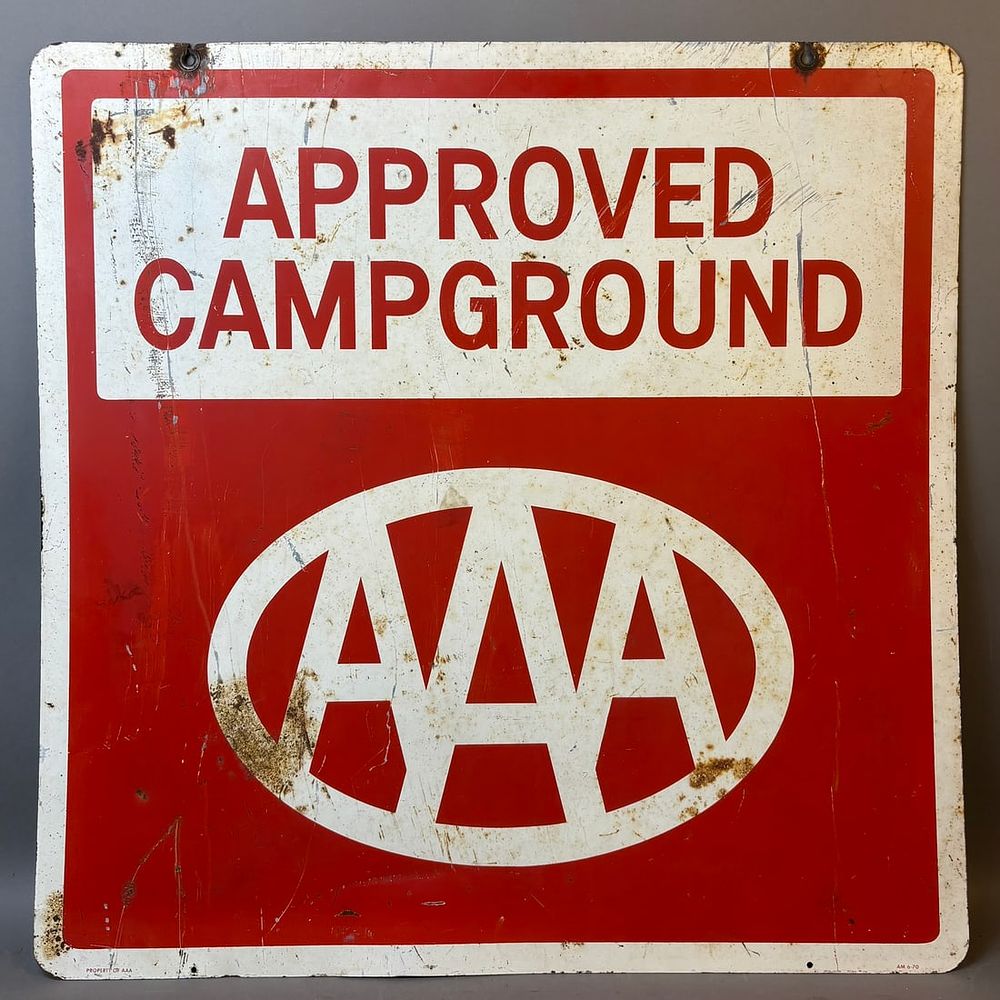 Lot 221B: AAA Approved Campground Oriignal DST 1970 Advertising Sign
