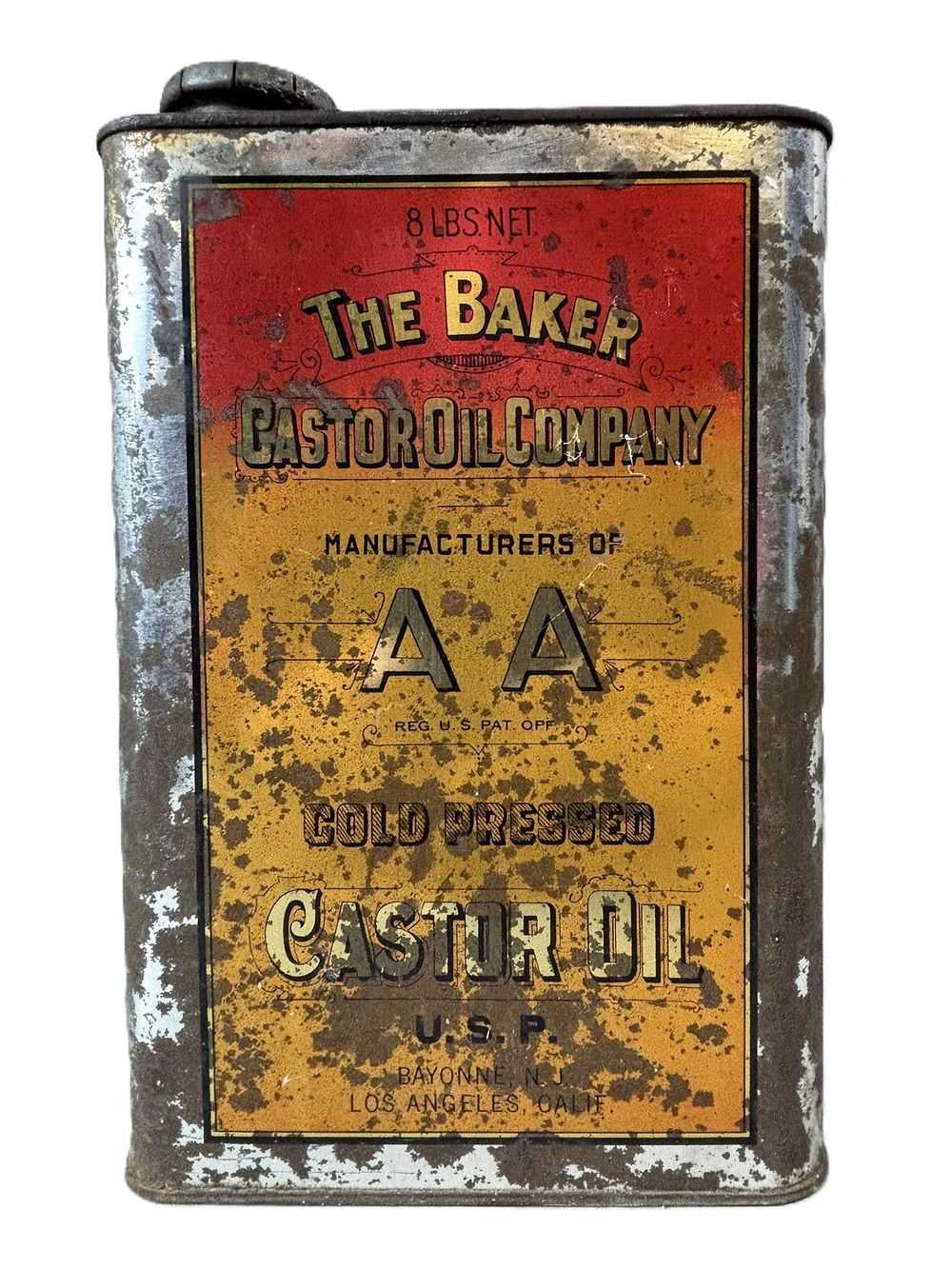 Lot 228: 1920s The Baker Castor Oil Co AA 8LB Net 1 Gallon Can