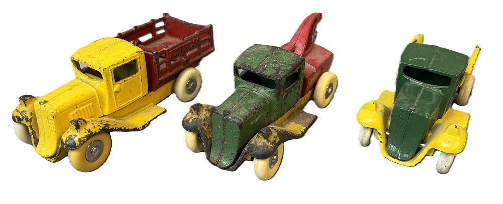 Lot 231B: Antique Lot 3 Original 1920s-30s Cast Iron Toy Trucks