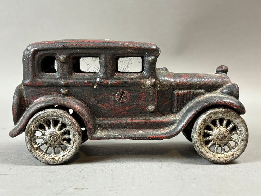 Lot 244: Antique 20s-30s 6" Red Painted Cast Iron Sedan