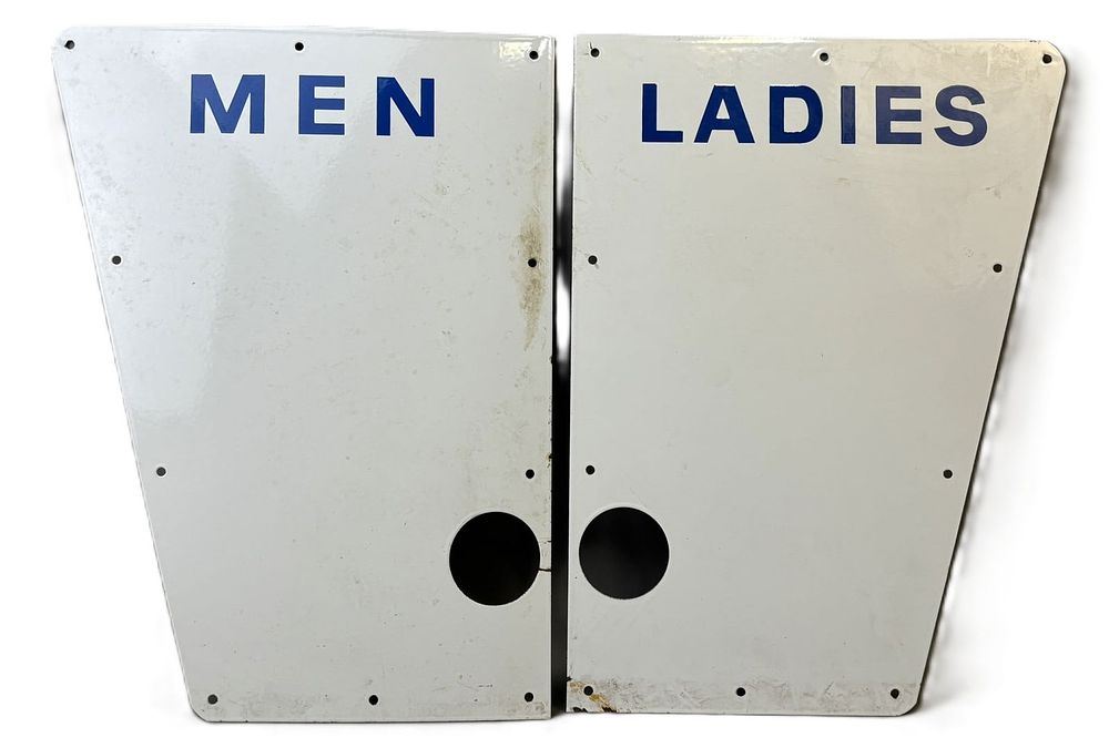 Lot 260B: Men & Ladies Pair Original Humble Oil Gas Station Restroom Signs