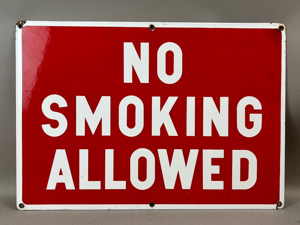 Lot 262: No Smoking Allowed SSP Porcelain Gas Service Station Sign