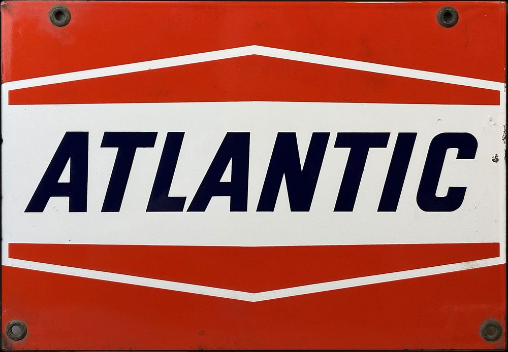 Lot 262B: Atlantic Oil 60s Original SSP Porcelain Plate Sign