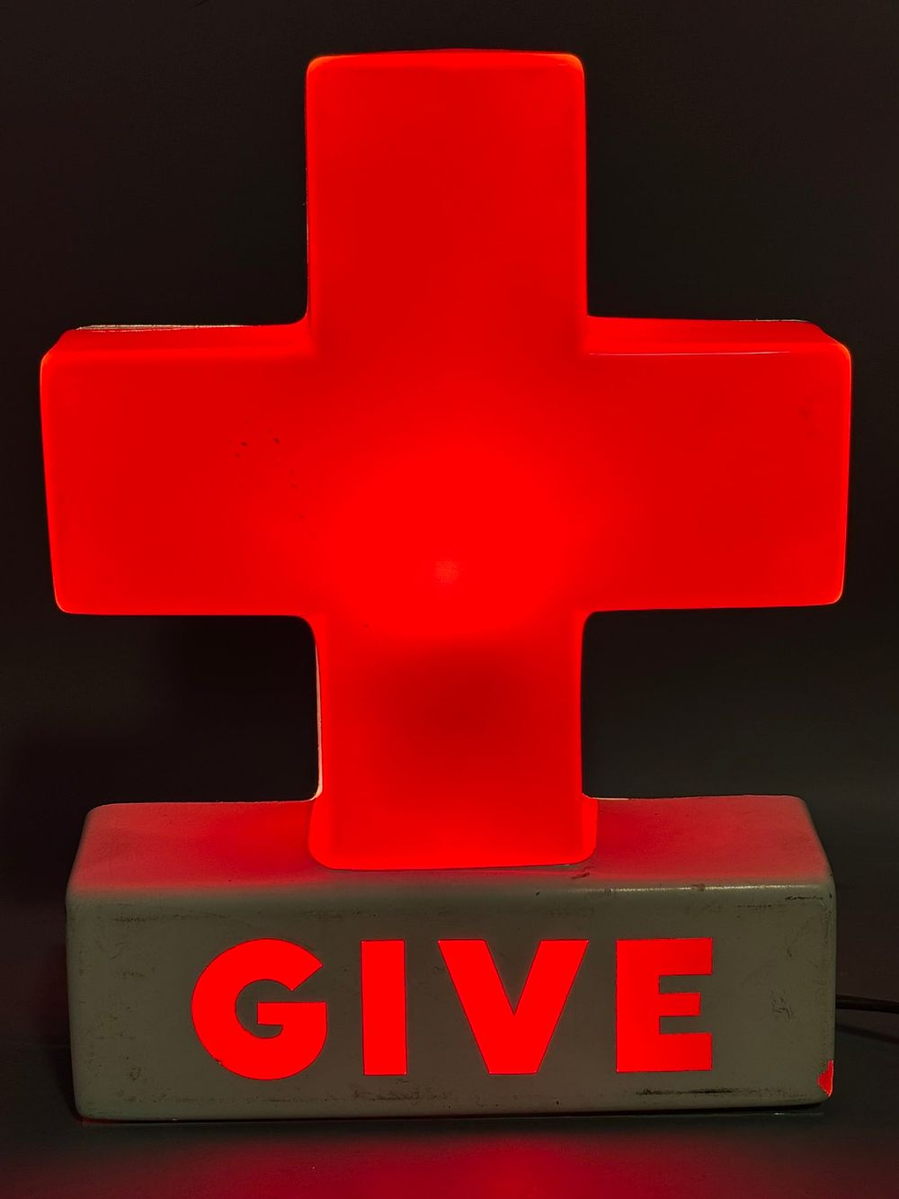 Lot 265: Give Blood Original 40s-50s Plastic Lighted Red Cross Sign - Works