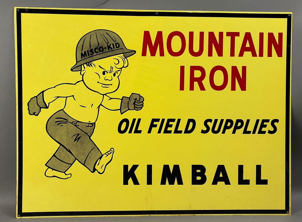 Lot 268: Mountain Iron Oil Field Supplies Kimball Kansas 1950s NOS Sign