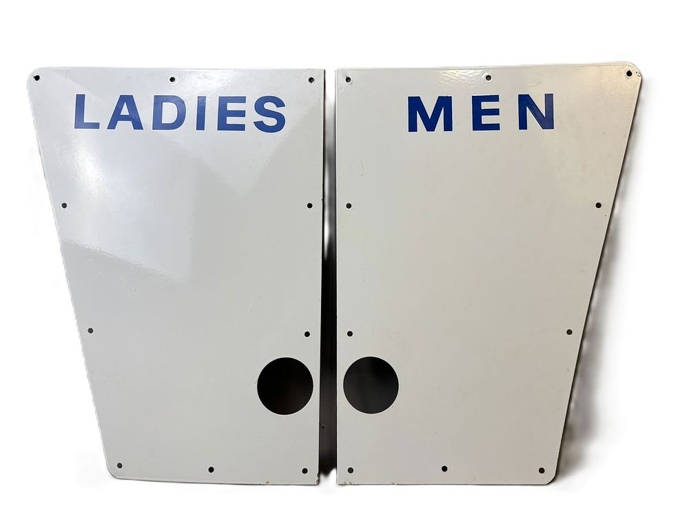Lot 268B: Men & Ladies Pair Original Humble Oil Gas Station Restroom Signs
