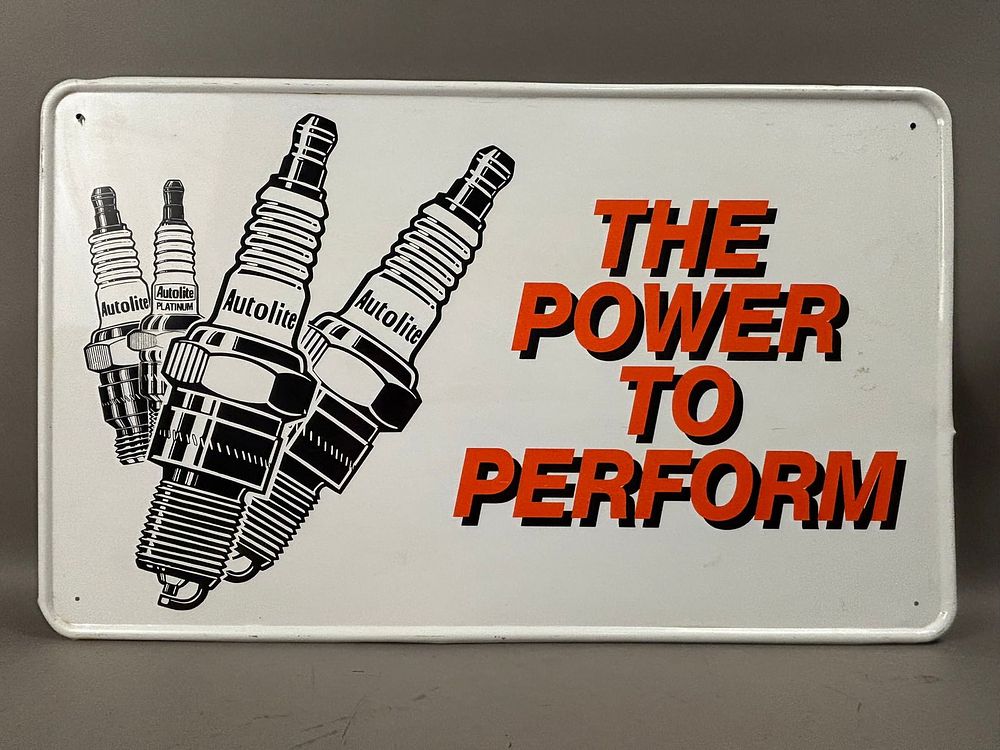 Lot 271: Autolite Power to Perform SST Original 70s Metal Spark Plug Sign