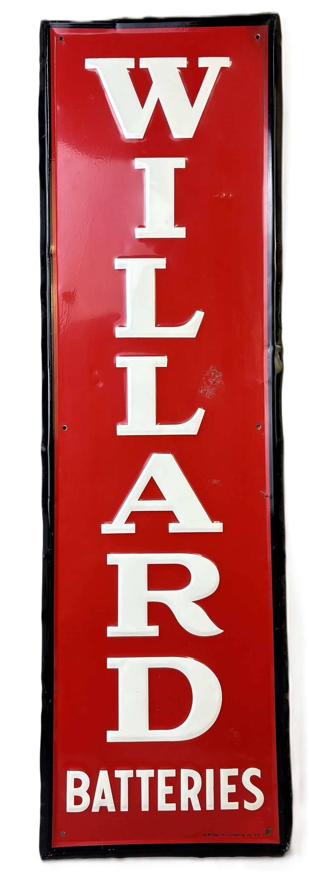 Lot 271B: Willard Batteries SST Embossed 1957 Original Metal Sign