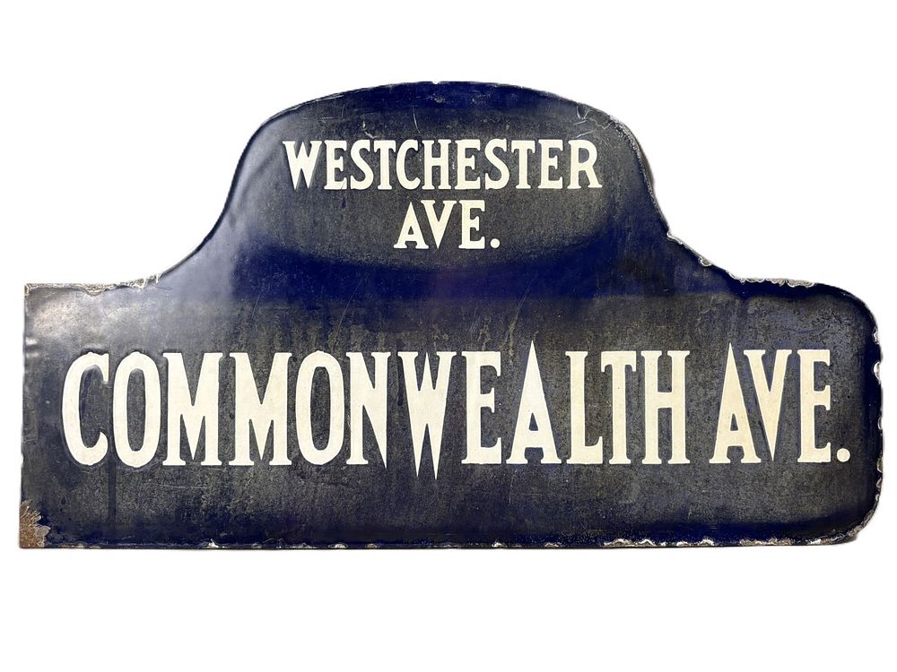 Lot 274: Original Commonwealth Ave & Westchester DSP Porcelain Street Sign