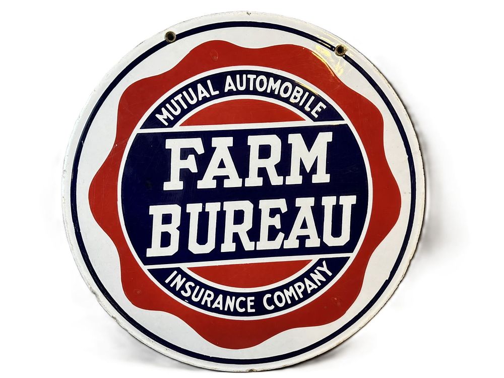 Lot 291: Farm Bureau Mutual Automobile DSP 15" Porcelain Sign