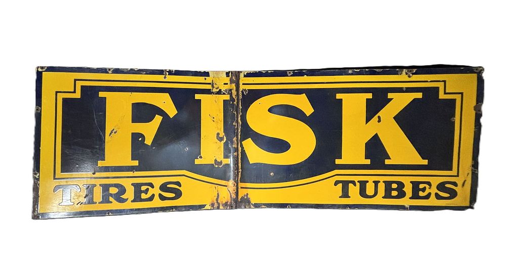 Lot 292: Fisk Tires Tubes Original SSP 6' 1930s Porcelain Sign