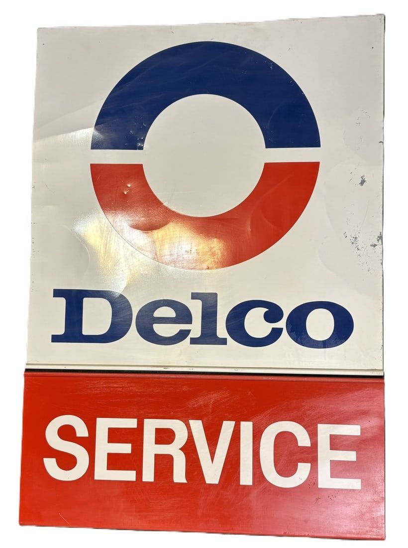 Lot 313: Delco Service Painted Metal Original 1970s GM Advertising Pair Signs
