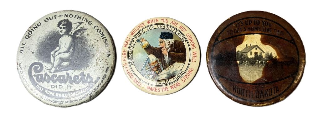 Lot 315C: Antique Lot 3 Original 1920s-30s Celluloid Advertising Pocket Mirrors