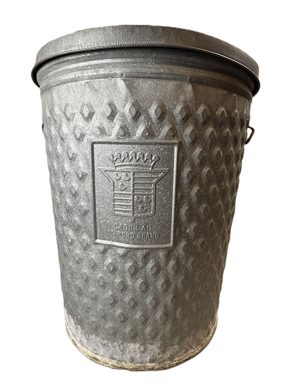 Lot 318: Cadillac Diamond Brand Embossed Galvanized Factory Garbage Can
