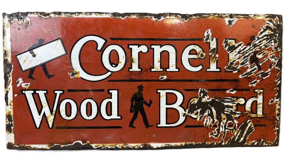 Lot 318B: Cornel Wood Board 20s 30s DSP Porcelain Advertising Flange Sign