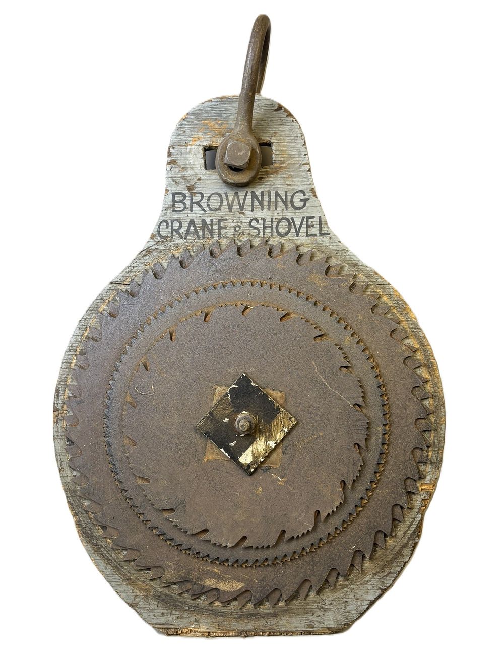 Lot 323B: Browning Crane & Shovel Folk Art Wooden Advertising Store Sign Ca. 20s-30s