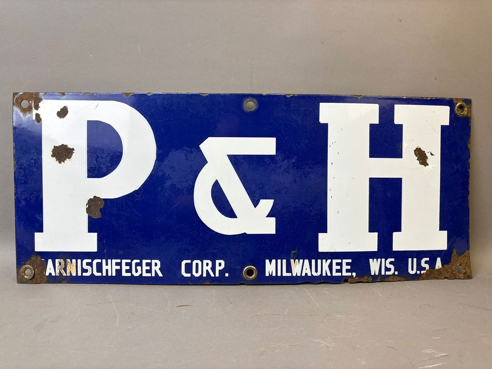 Lot 323C: P&H Arnischfeger SSP Porcelain Advertising Sign