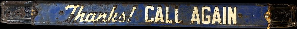 Lot 327: Thanks Call Again Embossed SST Metal Advertising Door Push