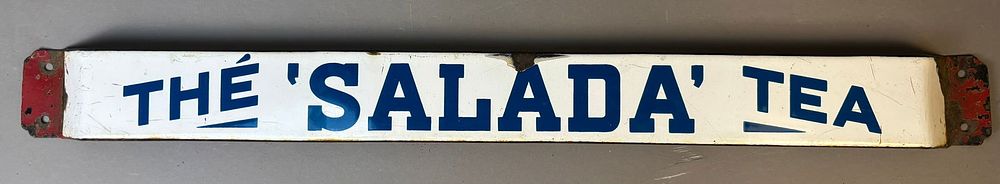 Lot 329: The Salada Tea Porcelain Advertising Door Push Sign