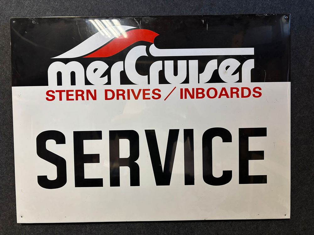 Lot 334A: Mercruiser Stern Drives Inboards Service Embossed SST Metal Sign
