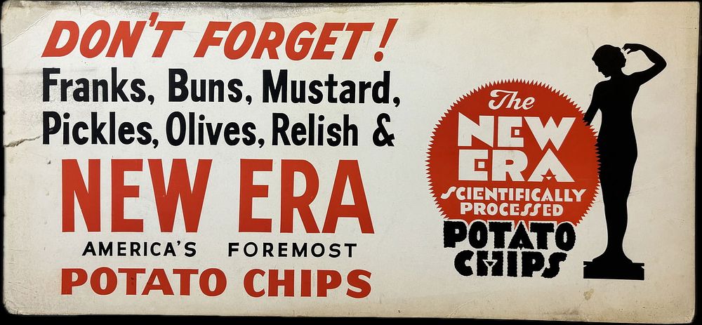 Lot 336: New Era Potato Chips Cardboard Trolley Card Sign