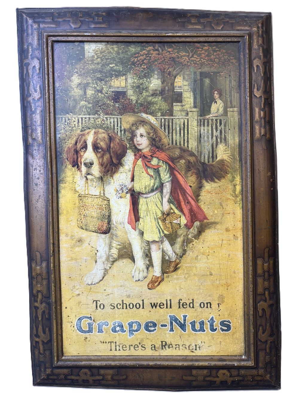 Lot 343: Antique Grape Nuts Self Framed Early 1900s Metal Advertising Sign