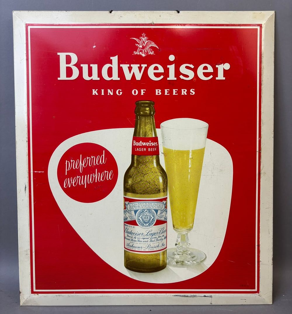Lot 354: Budweiser King Of Beers Original TOC Beer Advertising Sign