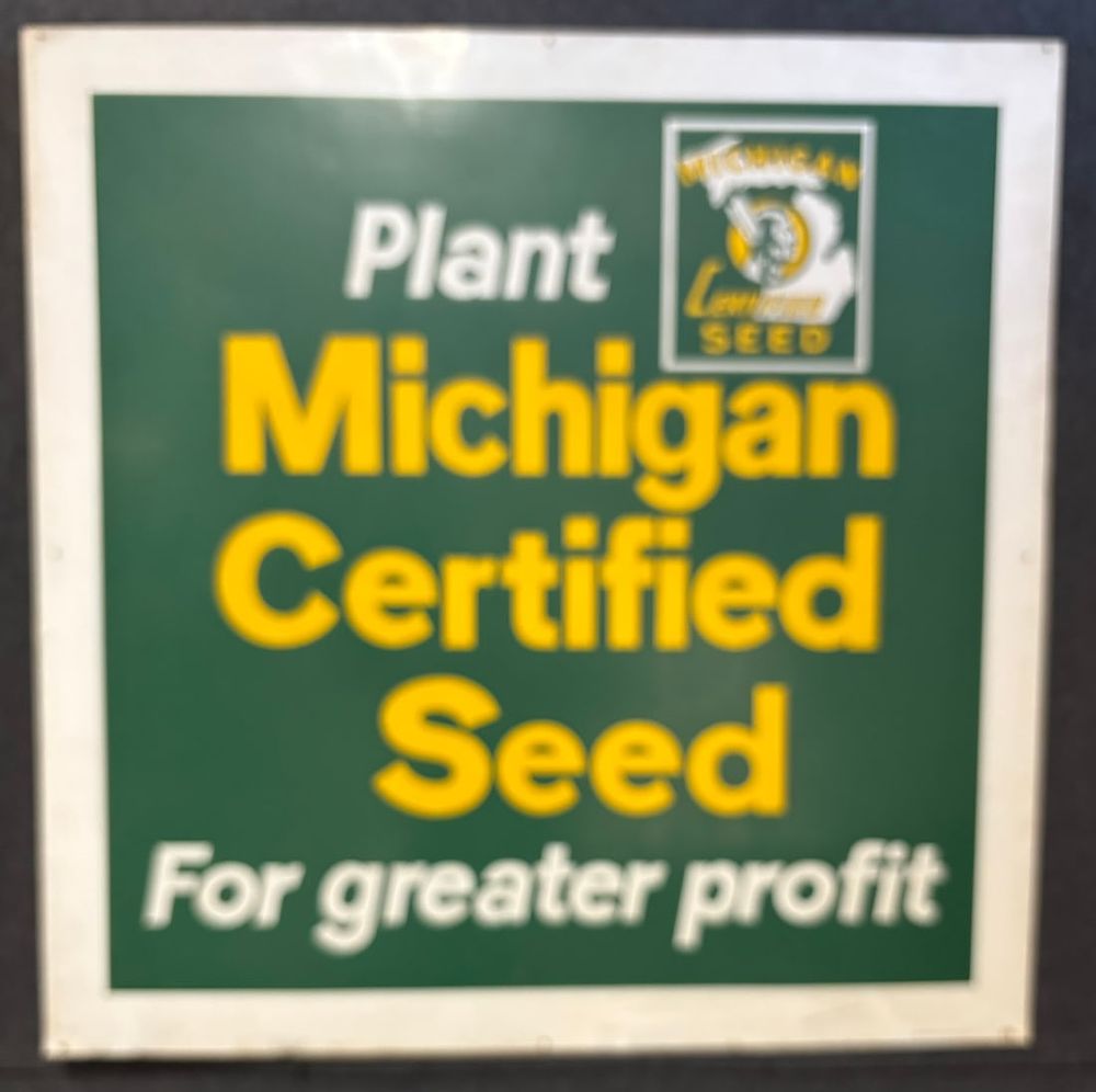 Lot 357: Michigan Certified Seed Original SST Painted Metal 4' Farm Sign